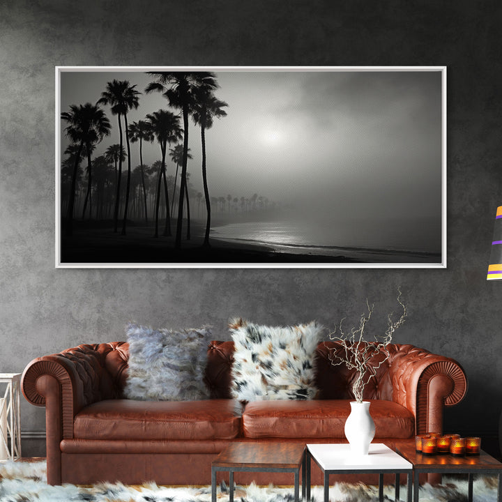 Black And White Florida Rain Storm, Framed Canvas Print, Liminal Art, Liminal Spaces, Framed Wall Art, Office Decor, Dark Moody Art