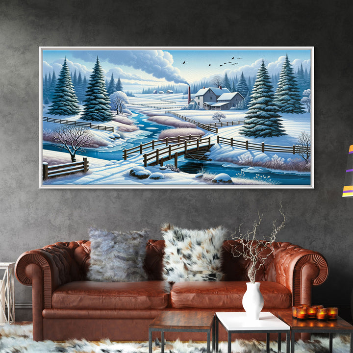 Scenic Winter Wonderland Framed Canvas Print | Winter Decor | Winter Centerpiece Above Mantle Or Sofa | Christmas Decor