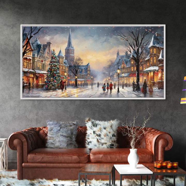 Retro Christmas Winter Wonderland Framed Canvas Print - Christmas Decoration - Christmas Art - Christmas Living Room Decor