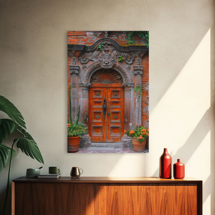 Change23. Mexican Wall Art, Framed Canvas Print, Old Town Mexico Architecture Wall Art, Framed Art