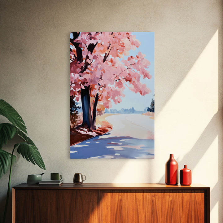 Winter Landscape Painting Print, Canvas Art, Retro Christmas Decor, Vintage Christmas Wall Art