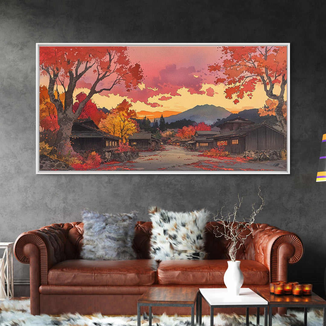 Fall farmhouse wall art, moody landscape, canvas print, rustic Christmas decor, holiday decor, gallery wall, seasonal wall art