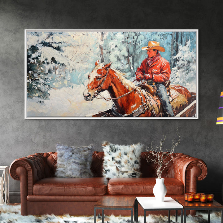 Minimalist Framed Canvas Print of a woman in a pink blouse and cowboy hat, offering modern farmhouse decor art with a hint of rustic charm