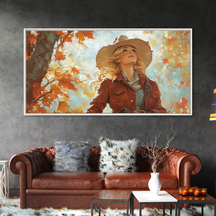 Serene Framed Canvas Print of Autumn Cottage Landscape, Moody Country Wall Art for Fall Home Decor, Perfect Autumn Gift Idea Seasonal Decor
