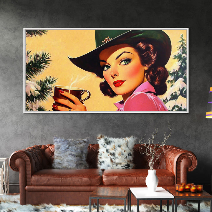 Serene Pathway Framed Canvas Print Featuring Pink Blossoms and Autumn Foliage, Calming Fall Landscape Ideal Seasonal Decor