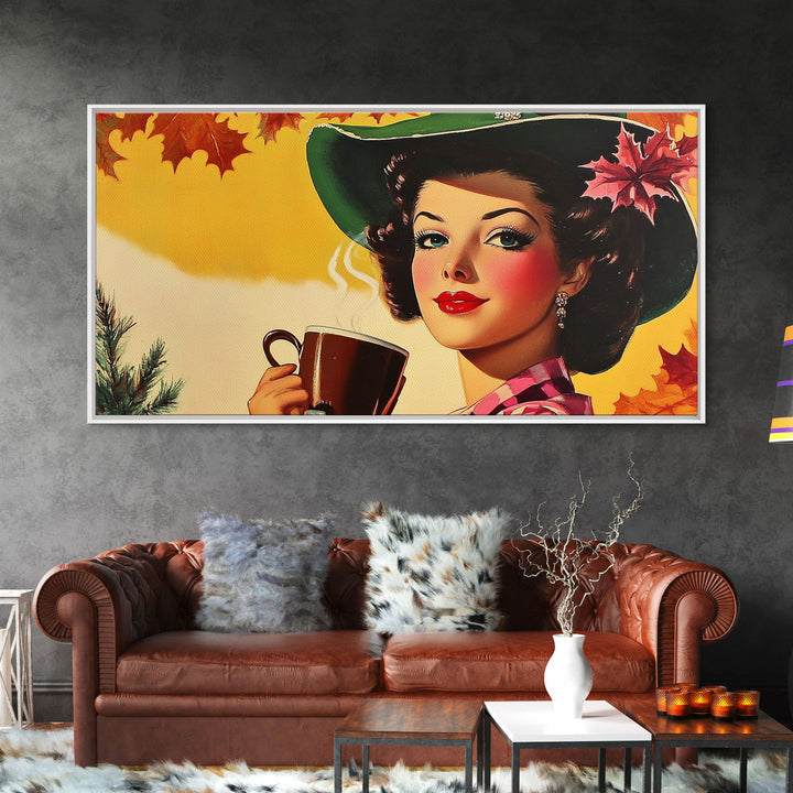 Lakeside Winter Landscape Framed Canvas Print with Snow and Pine Trees, Beautiful Winter Art for a Calm and Peaceful Atmosphere