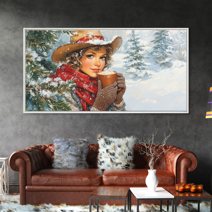 Autumn Meets Winter Framed Canvas Print Featuring Orange and Red Foliage, Adding a Unique Blend of Seasonal Colors to Your Wall Decor