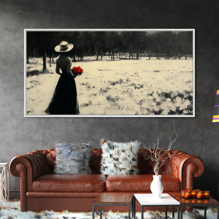 Framed Canvas Print misty forest pathway surrounded by vibrant autumn foliage, serene landscape wall art for fall or rustic home decor