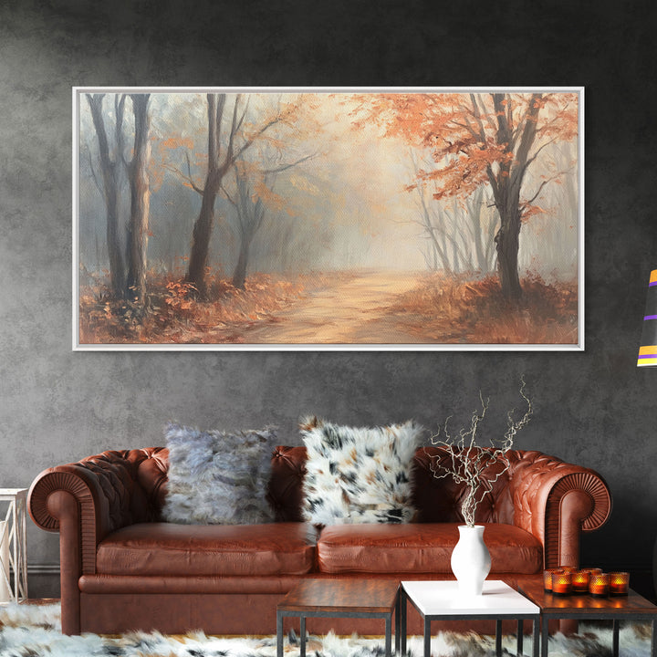 Path Through The Fall Forest, Framed Canvas Print, Winter Wonderland Decor, Perfect Wall Art and Gift Idea