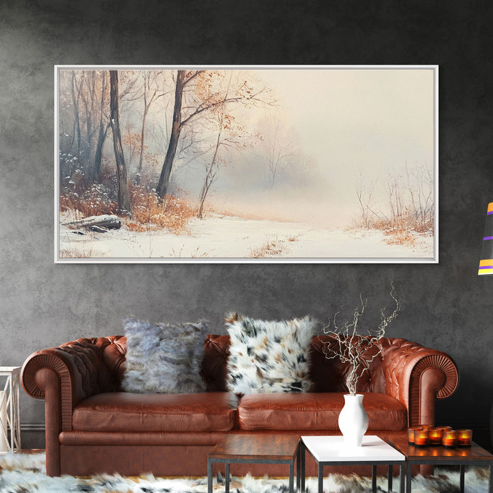Vintage Family Christmas Scene Framed Canvas Print with Tree Decorations, Ideal Holiday Wall Art Gift for Retro Christmas Decor