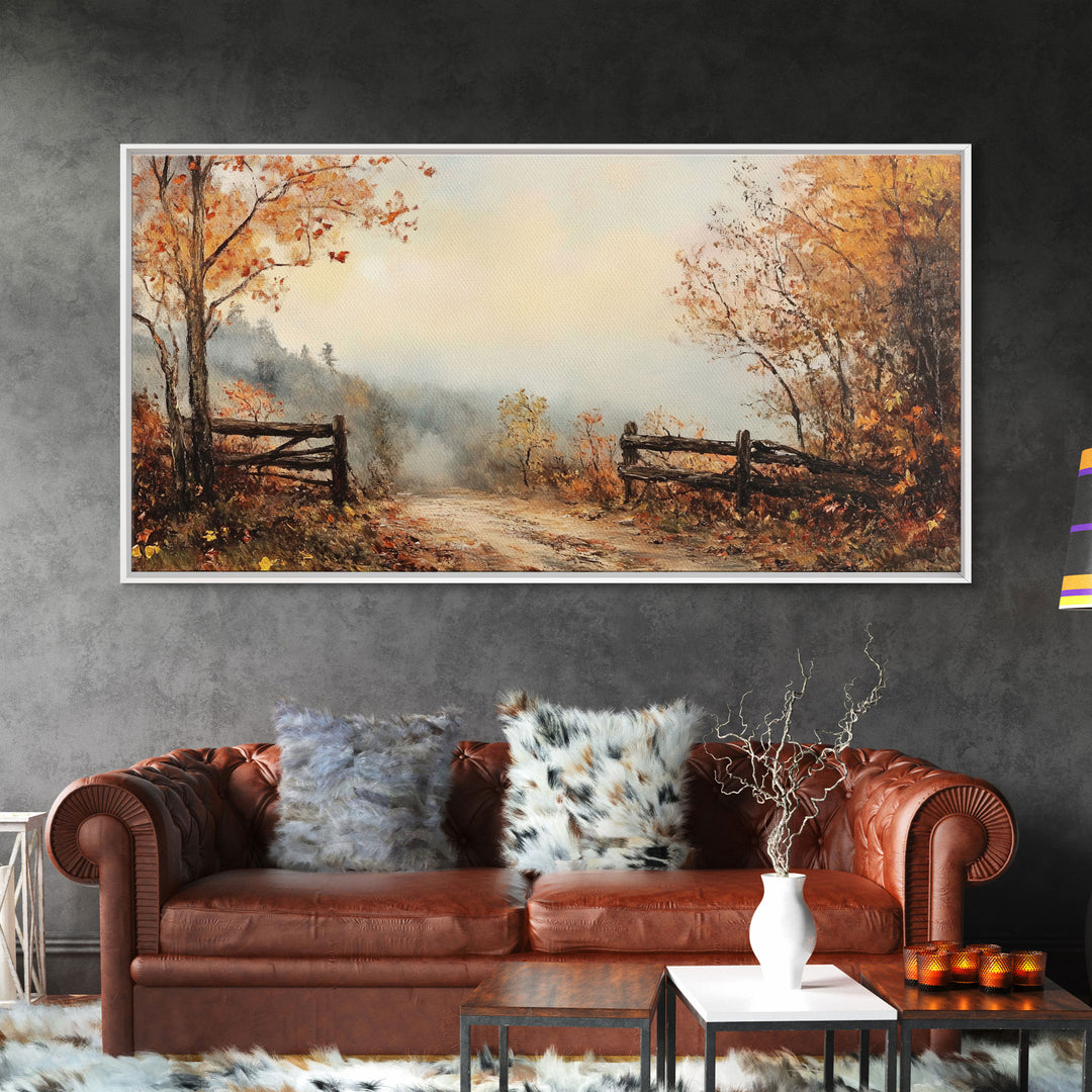 Nostalgic Farmhouse Christmas, Framed Canvas Print, Moody / Seasonal Autumn Centerpiece, Rustic / Primitive Wall Art