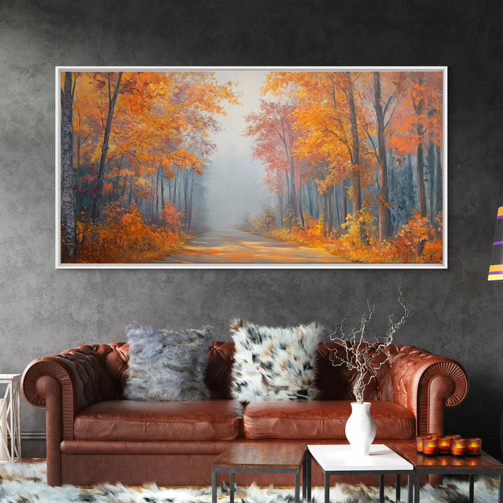 Fall In The Forest, Moody Landscape Painting, Watercolor Painting, Framed Canvas Print, winter wonderland wall art for cozy Christmas decor