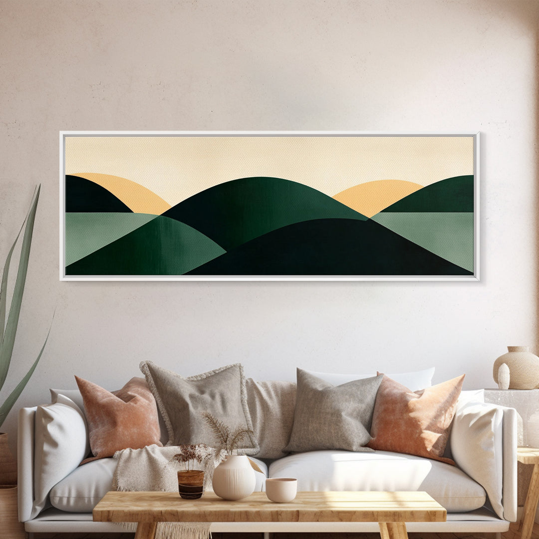 Abstract Mid-Century Modern Geometric Shapes Wall Art, Framed Canvas Print, Mid Century Modern Home Decor, Above Sofa or Bed Boho Art
