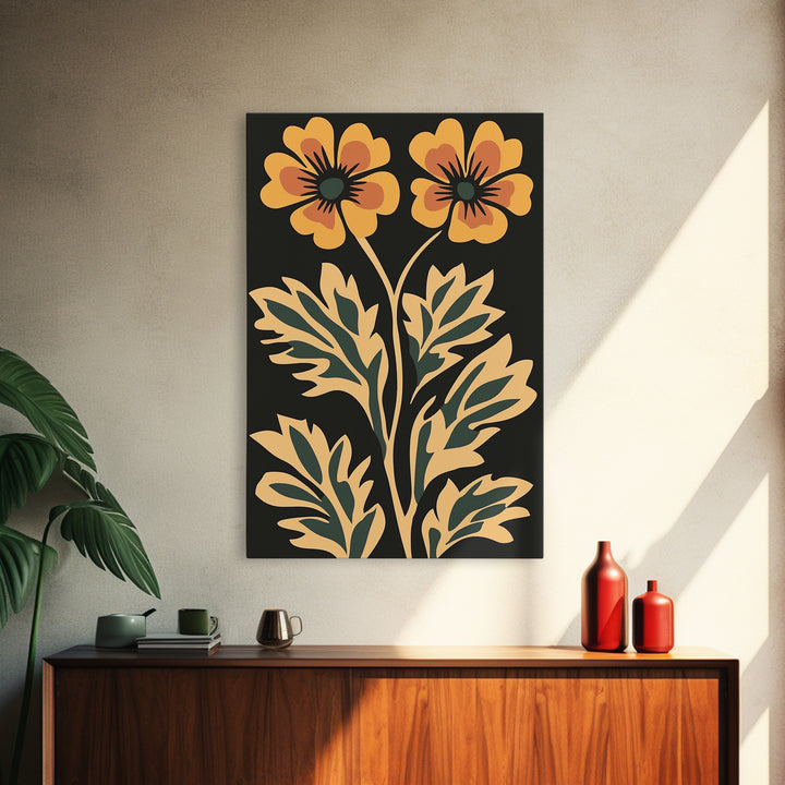 Beautiful Boho Wild Flower Wall Art Canvas Print, Framed Canvas Wall Art Botanical Print Boho Minimalist Home Decor For Living Room