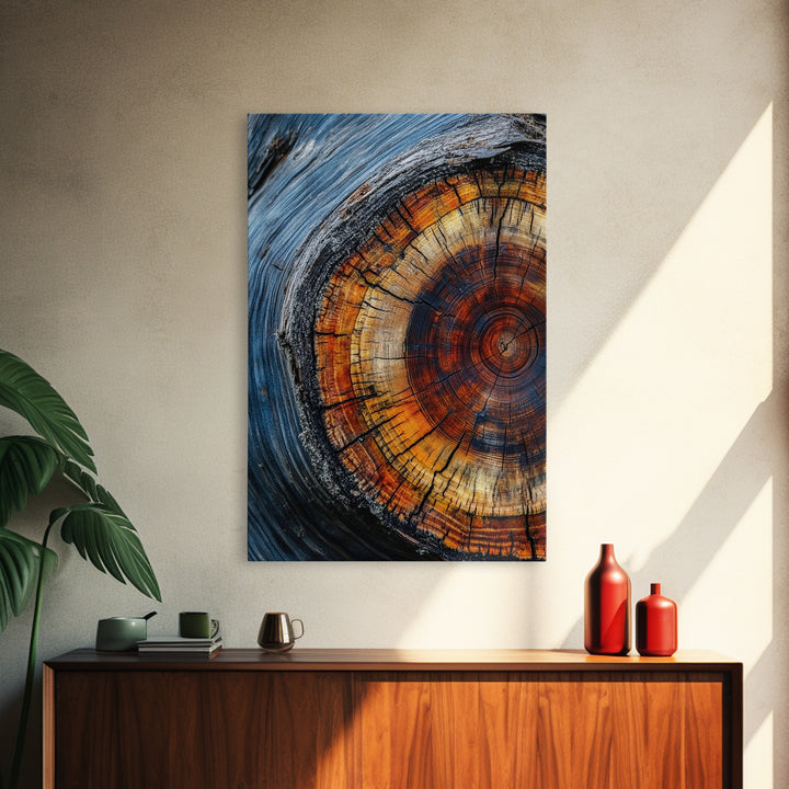 Canvas Print With Wood Frame - Tree Rings - Vertical Wall Art - Boho Minimalist Modern Farmhouse Decor - Rustic Art - Contemporary Art