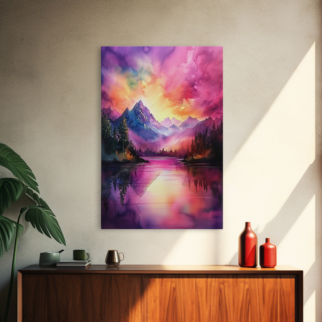 Cute Fantasy Landscape Wall Art Canvas Print, Nursery Decor, Kid's Room Wall Art, Home Decor For Girl's Dorm