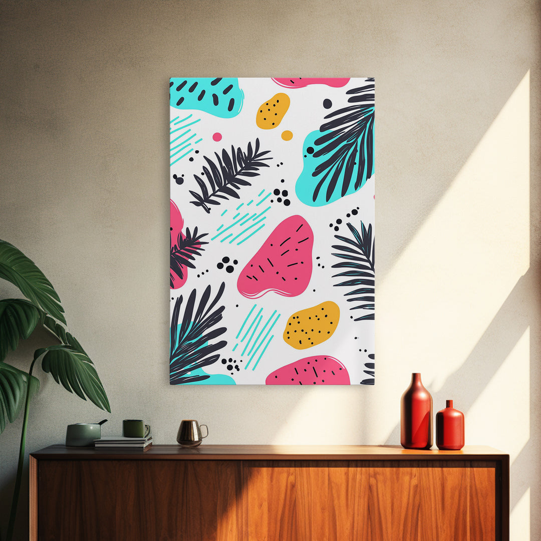 Colorful Abstract Painting Canvas Print, Retro Style Wall Art
