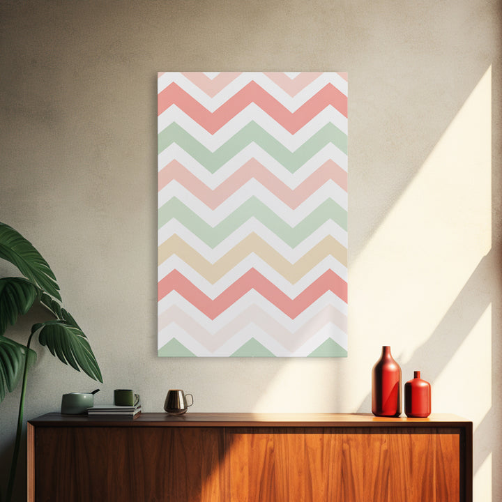 Chevron Zig Zag Pastel Wall Art, Geometric Wood Framed Wall Art, Decorative Wall Accent, Mosaic Wall Decor, Boho Art