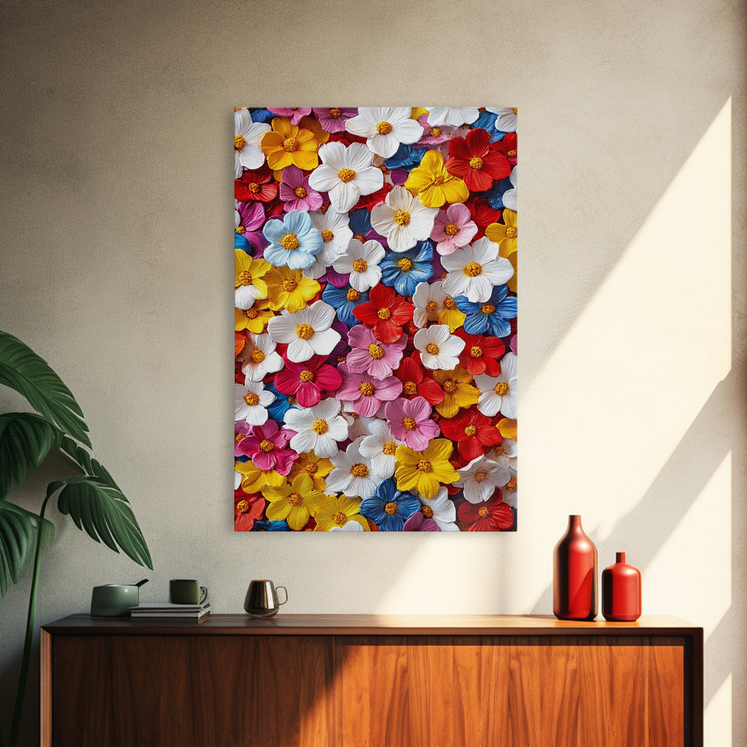 Botanical Prints Wall Art, Framed Canvas Print, 3D Effect Flower Art, Modern Art, Cute Room Decor, Aesthetic Decor, Trendy Wall Art