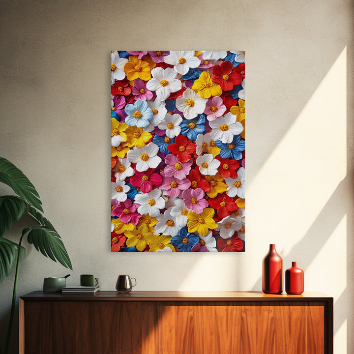 Botanical Prints Wall Art, Framed Canvas Print, 3D Effect Flower Art, Modern Art, Cute Room Decor, Aesthetic Decor, Trendy Wall Art