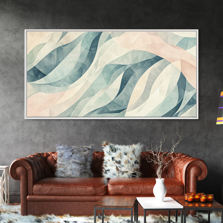 Pastel Abstract Canvas Print, Retro Kids Room Decor, Large Modern Art, Line Art Print