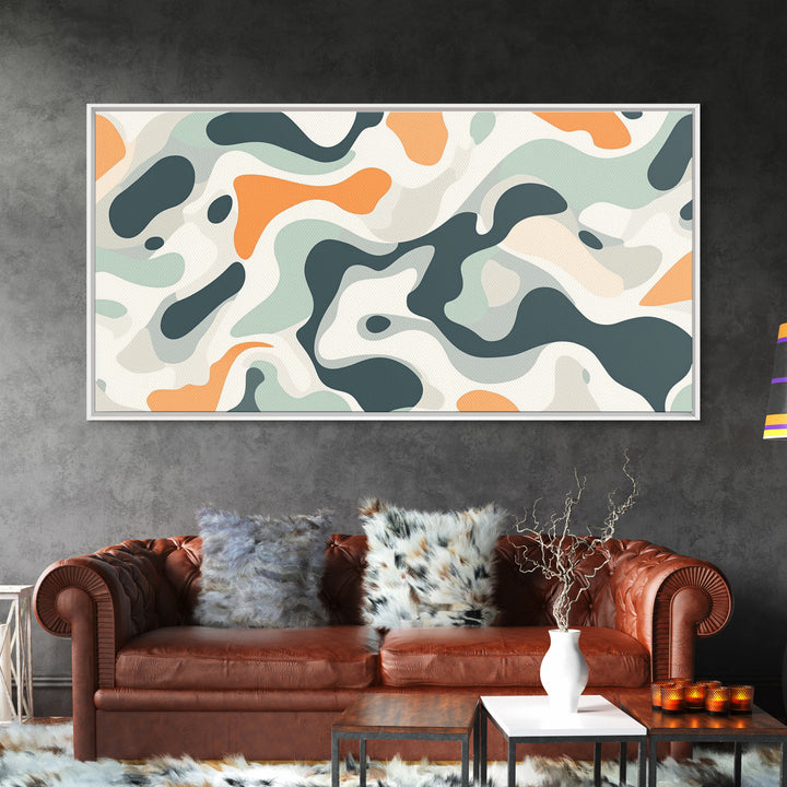 Abstract Camo Pattern Wall Art Framed Canvas Print, Man Cave Decor, Gift For Him, Retro Modern Abstract Art