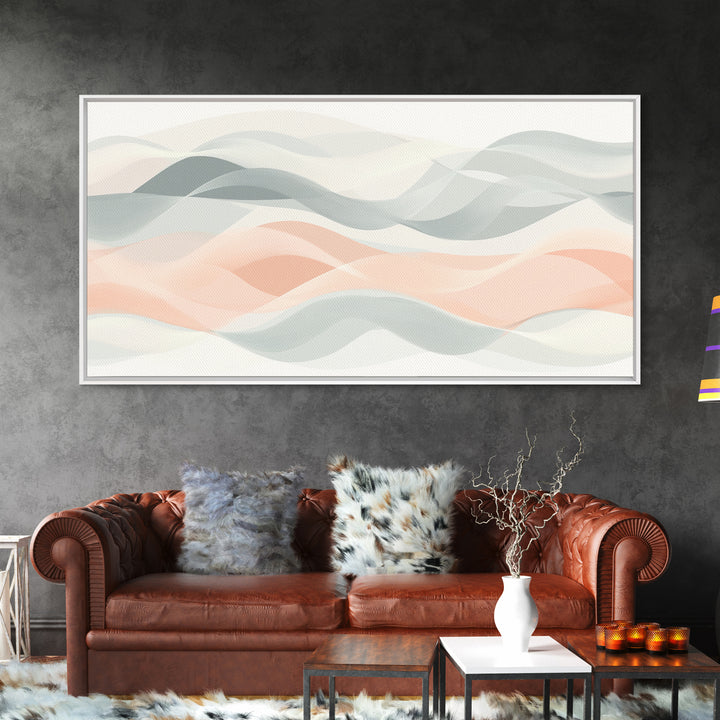 Retro Wall Art MCM Inspired Abstract Art, Mid-Century Modern Art, Retro Geometric Art, Ocean Waves, Modern Abstract Pastel Painting