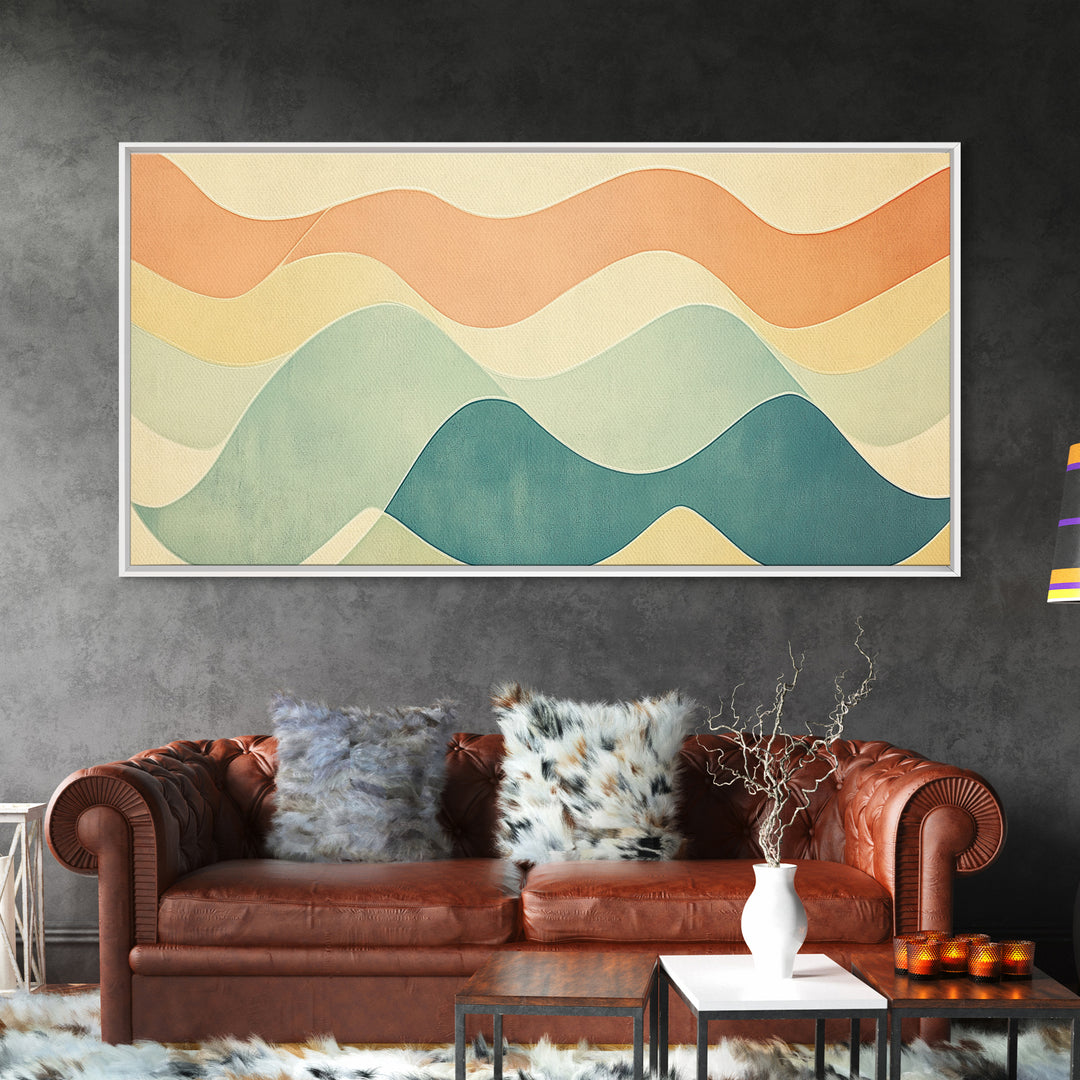 Pastel Abstract Aerial Geometric Giclee Art Print, Large Mid Century Modern Wall Art, Minimalist Decor For Living Room Above SOfa