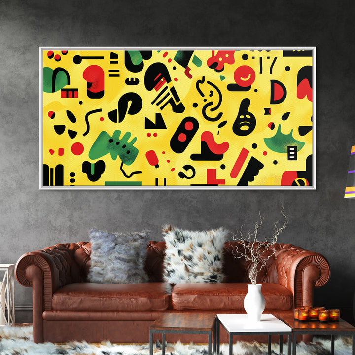 Boy's Room Or Nursery Room Wall Art Framed Canvas Print, Retro 90s Style Wall Art, Kid's Room Wall Art