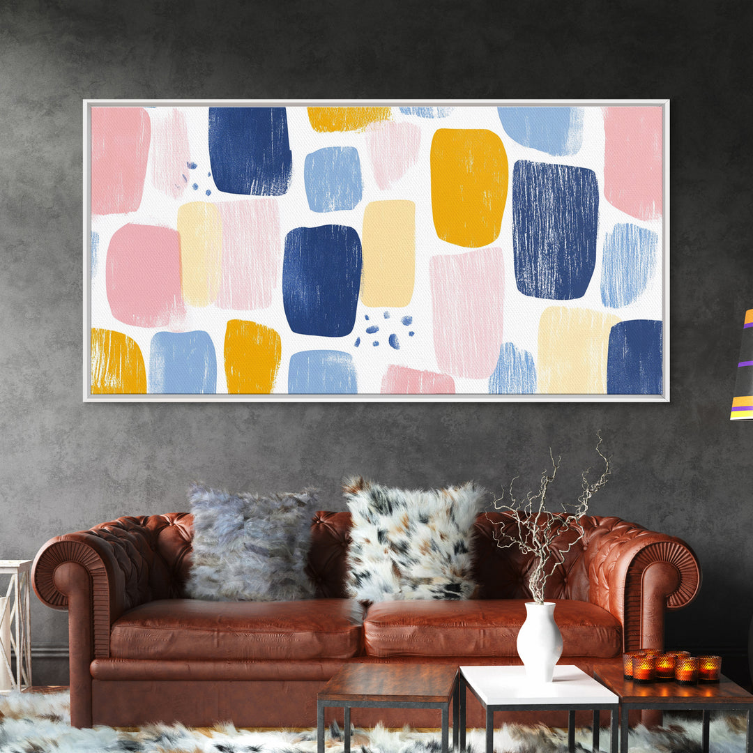 Abstract Painting Print, Wood Framed Wall Art, Preppy Decor, Girl's Dorm Room Wall Art, Apartment Decor