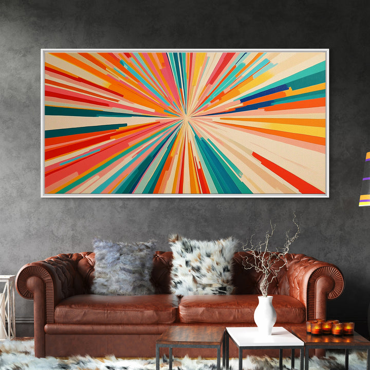 Beautiful Art Deco Sun Burst Wall Art Canvas Print, Unique Wall Decor, ready to hang framed wall art, living room decor