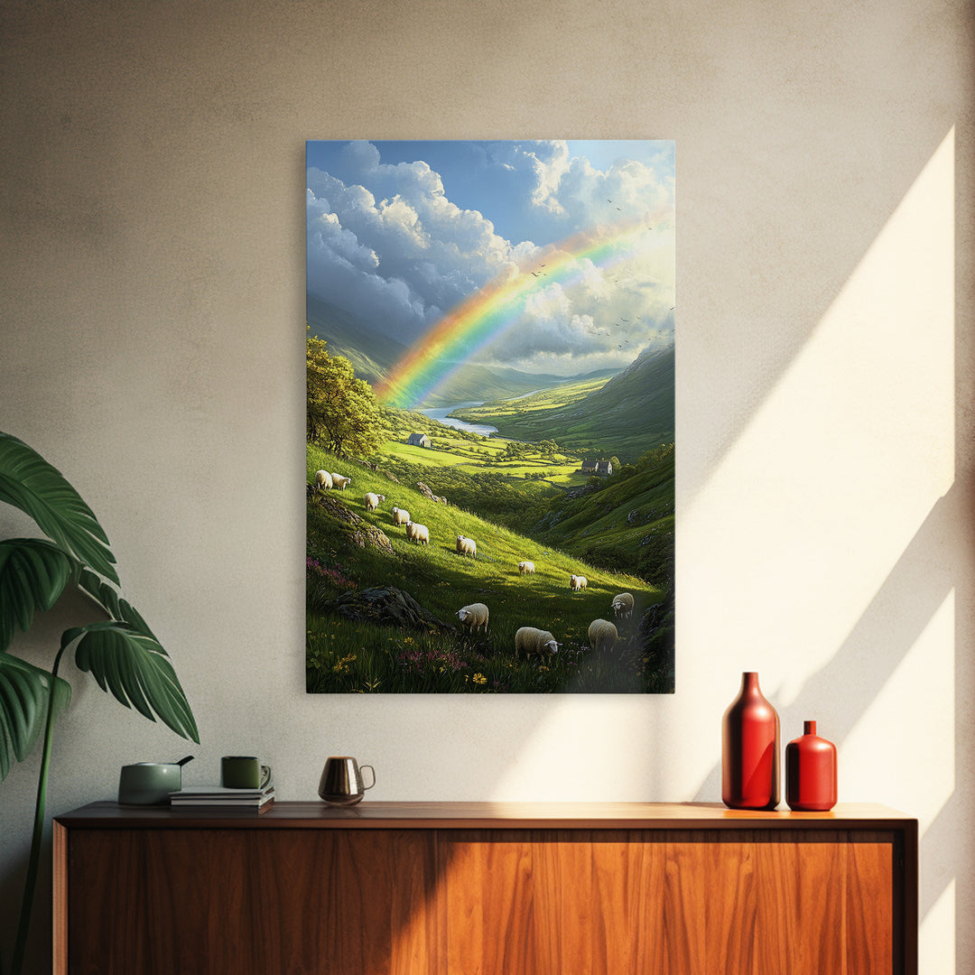 A Rainbow Over Ireland, Ireland Landscape Painting Print, Irish Decor, Ireland Wall Art, Ireland Inspired Home Decor