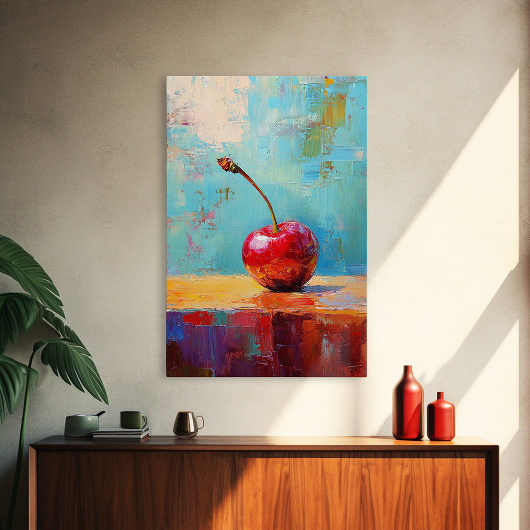 Cherry Painting Print, Canvas Print, Cherry Painting Original Art Berry Still Life Painting On Canvas, Original Artwork, Kitchen Decor, Dining Room Art