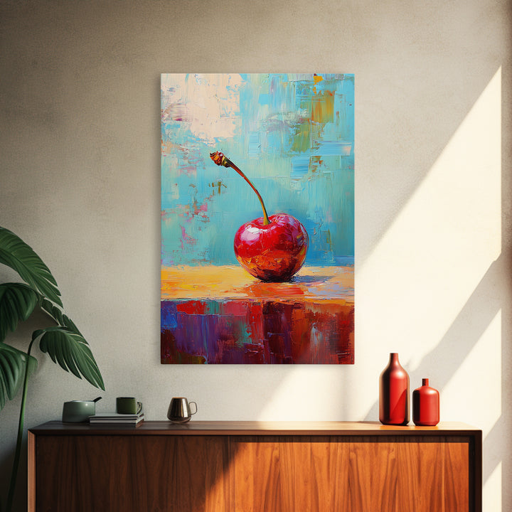 Cherry Painting Print, Canvas Print, Cherry Painting Original Art Berry Still Life Painting On Canvas, Original Artwork, Kitchen Decor, Dining Room Art