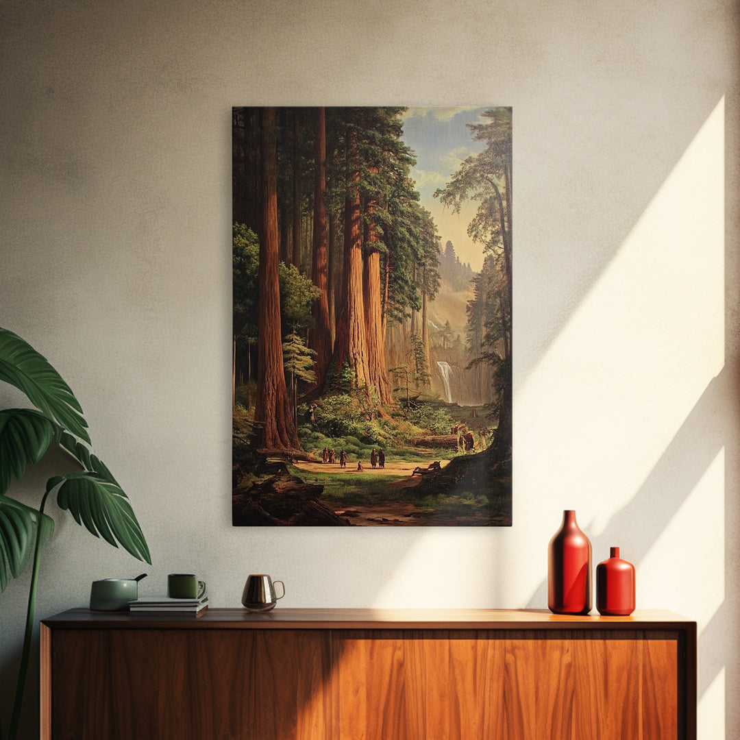 Ancient California Redwoods Framed Canvas Print, Fantasy Painting, Fantasy Wall Art, Beautiful California Wall Art