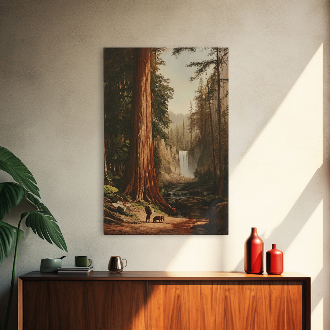 California Wall Art Framed Canvas Print, Redwood Trees, Fantasy Decor