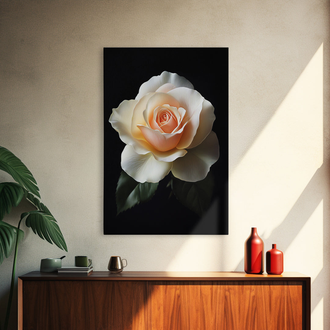 A white Rose Canvas Print, Floral Print, Floral Decor, Flower Painting, Rose Wall Art, Rose Painting, Cute Preppy Home Decor, French Country Art