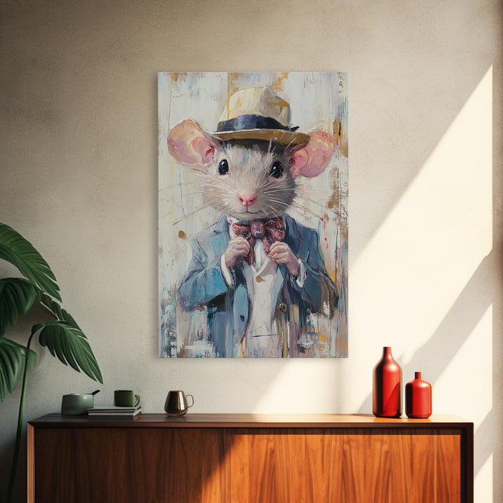 Dapper Rat Gentleman Canvas Print, Pet Rat Prints, Vintage Rat Art, Dressed Pets, Animals in Clothes, Pet in Costume Wall Art