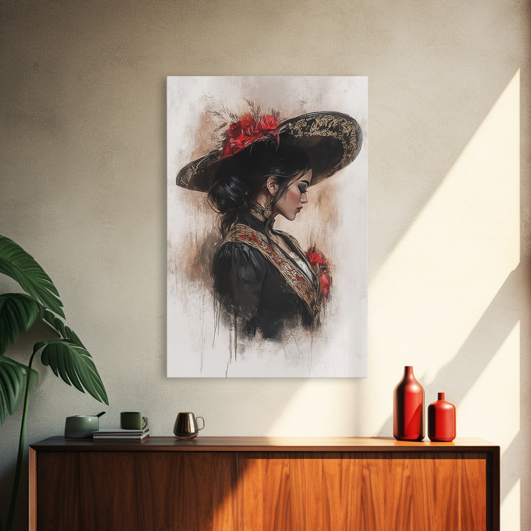 Chicano painting Print, Mexicano Wall Art, Female Matador, Female Bull Fighter Painting Print, Chicano Wall Art, Tejano Decor