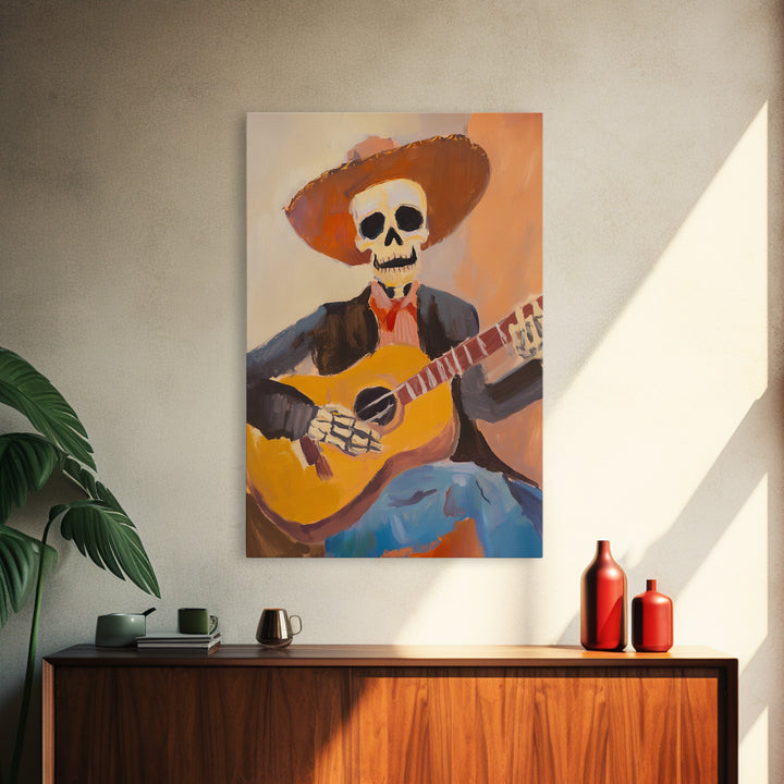 Chicano Cowboy Guitarist Canvas Print - Tejano Wall Art - Mexicano Home Decor - Mexican Style Cultural Artwork