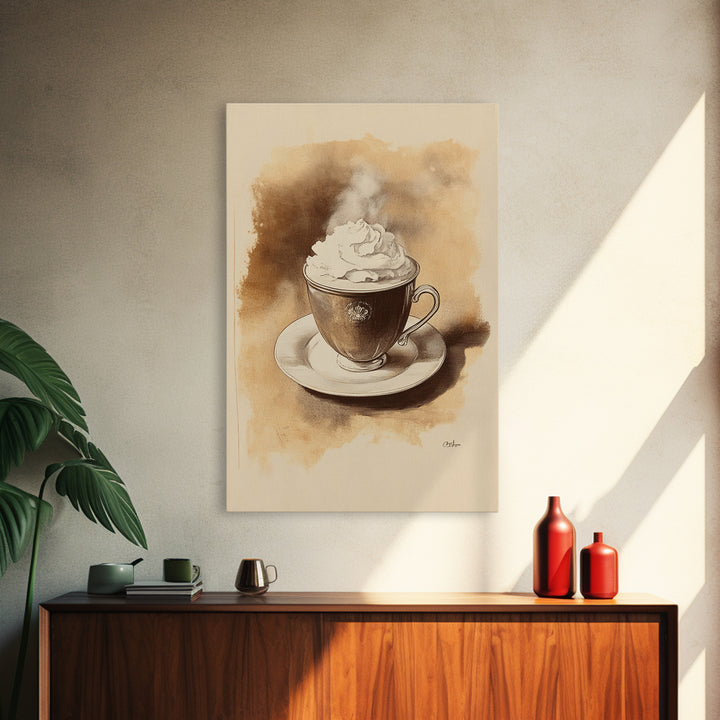 Christmas Coffee Canvas Print - Framed Canvas - Minimalist Christmas Art - Boho Christmas Art - Rustic Christmas Art