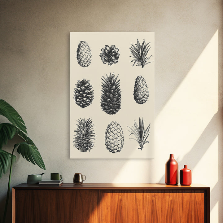 Christmas Pine Cones Canvas Print - Framed Canvas - Minimalist Christmas Art - Boho Christmas Art - Rustic Christmas Art - Pinecone Painting