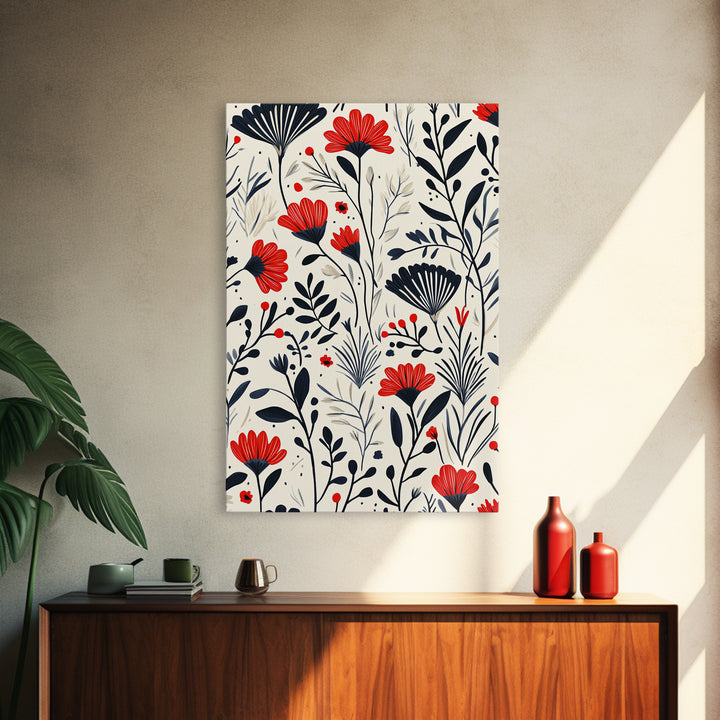 Botanical / Floral Print Wall Art Framed Canvas Print Midcentury Modern Wall Art Home Decor Boho Minimalist Ready To Hang Large Art