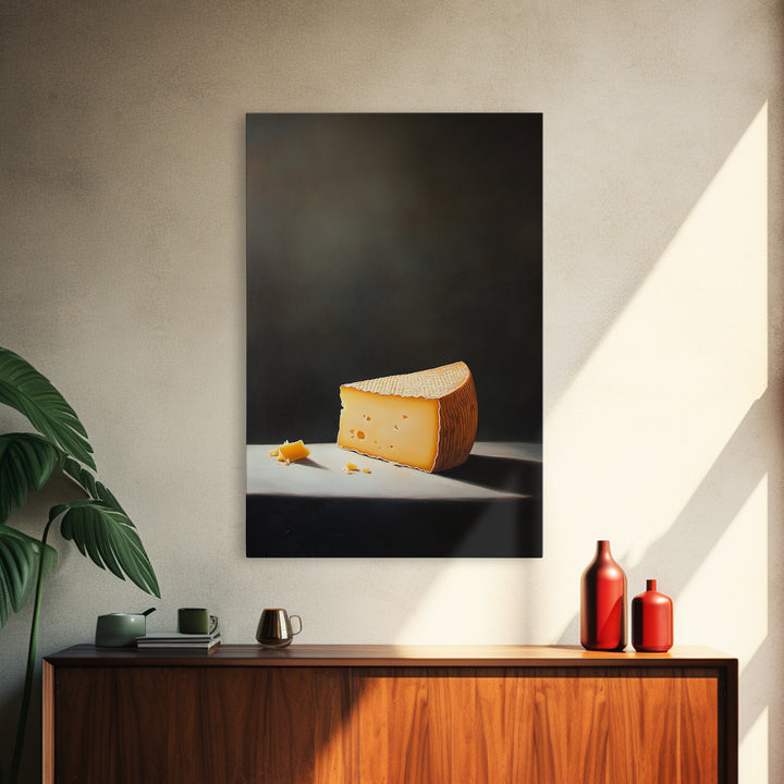 Cheese Art - Kitchen Wall Art - Framed Canvas Print - Kitchen Decor - Rustic Kitchen, Farmhouse Kitchen Wall Art - Cheese Oil Painting