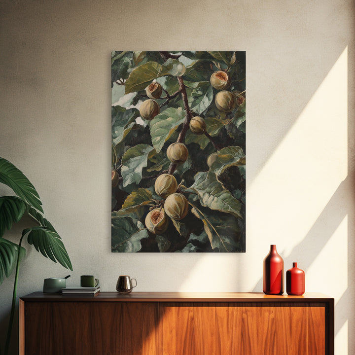 Fig Painting Print - Framed Canvas - Fig Oil Painting, Fig Painting, Kitchen Decor, Rustic Farmhouse, Minimalist Home Decor