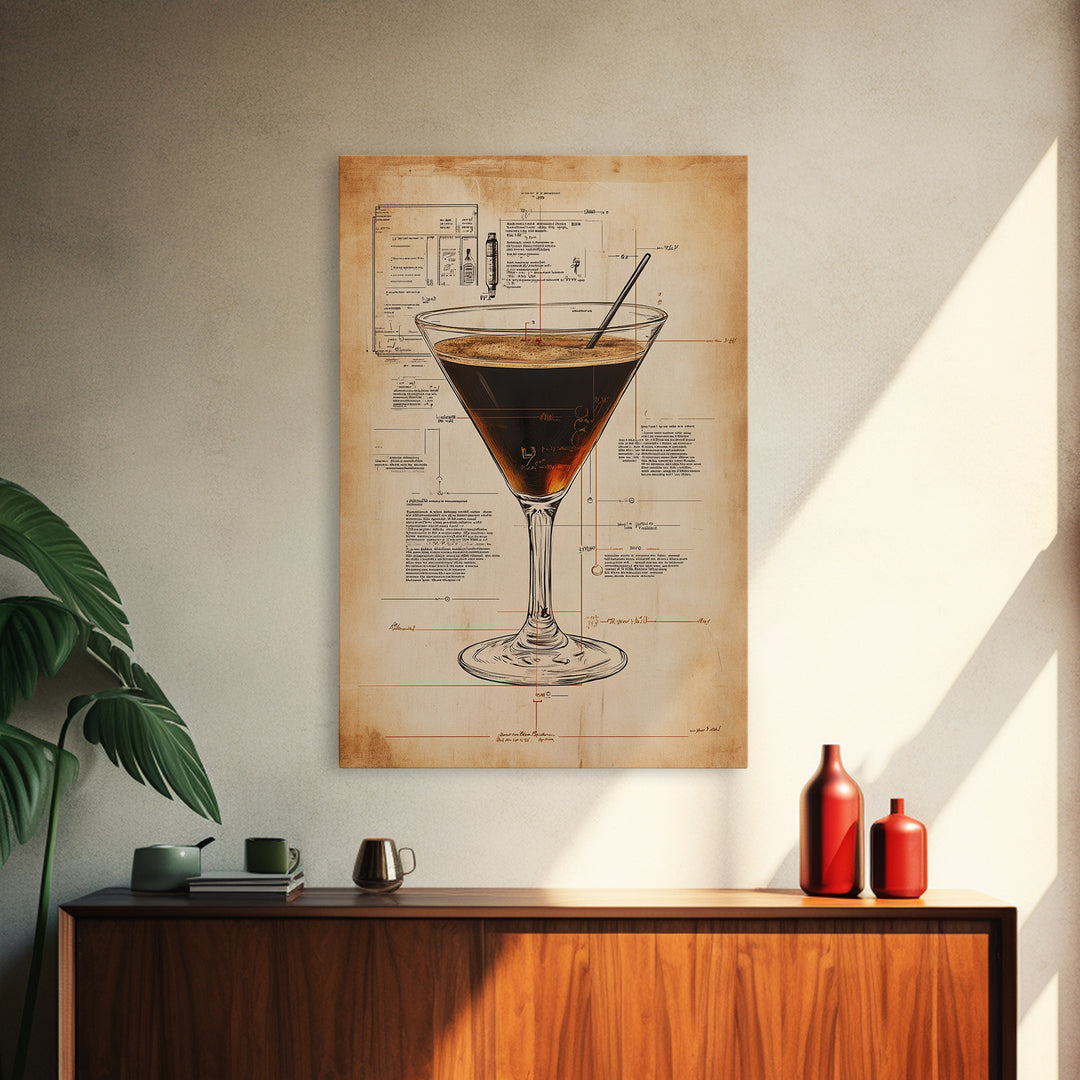 Cocktail Painting Print, Espresso Martini Wall Art, Canvas Print, Bar Decor, Bar Wall Art, Gift Idea For Martini Lover, Espresso Martini Painting