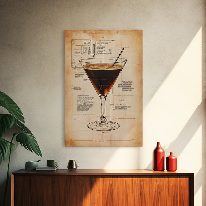 Cocktail Painting Print, Espresso Martini Wall Art, Canvas Print, Bar Decor, Bar Wall Art, Gift Idea For Martini Lover, Espresso Martini Painting