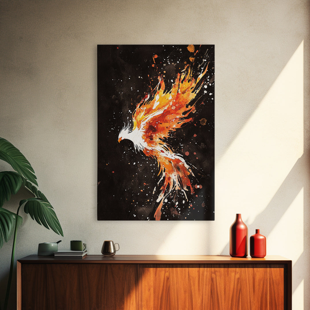 Graffiti Punk Art, Phoenix In Flames, Retribution, Framed Canvas Print, The Phoenix, Framed Wall Art, Original Painting Phoenix