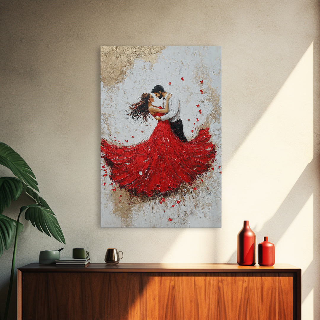 Couple Dancing Framed Canvas Print, Couple Wall Art, Wedding Gift, Dancing Wall Art, Dance Studio Decor, Engagement Gift Idea, Dancing Art