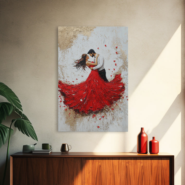 Couple Dancing Framed Canvas Print, Couple Wall Art, Wedding Gift, Dancing Wall Art, Dance Studio Decor, Engagement Gift Idea, Dancing Art